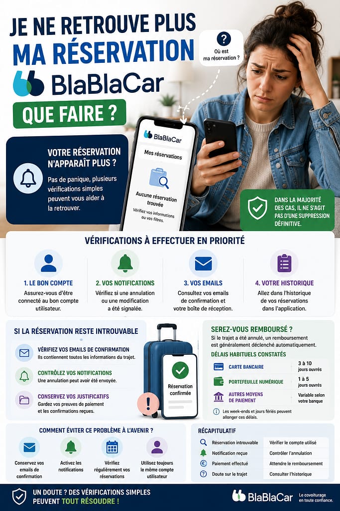 Je ne retrouve plus ma réservation BLABLACAR que faire ?